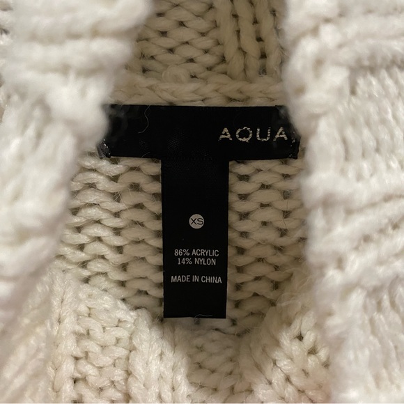 Aqua Bauble Pom Pom Heart Knit Turtleneck Sweater Cream XS - Picture 4 of 7